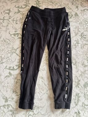 Puma Black Joggers with Logo Tape